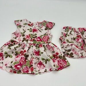 Vogue Fashion Baby Floral White Red  Dress 0-3 Months